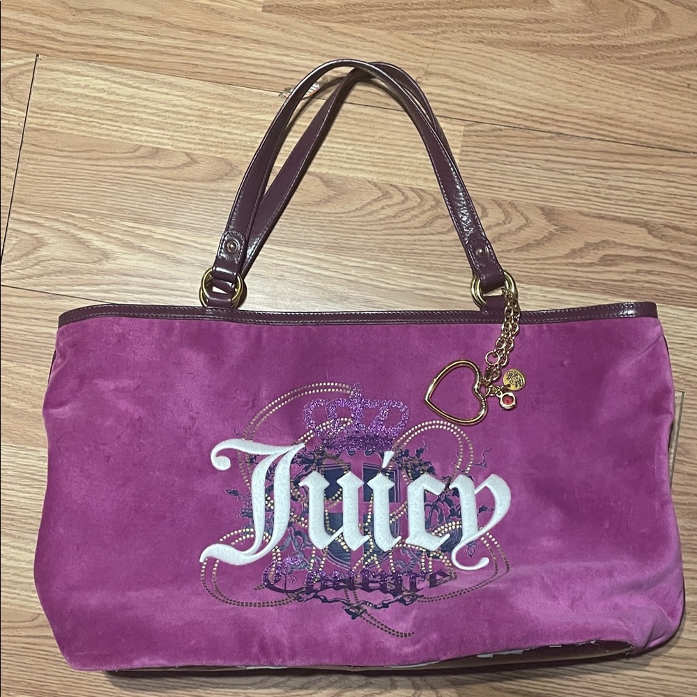 Juicy Couture Purple Tote with Heart Charm